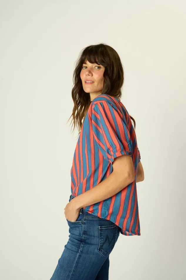 Natalie Martin VIOLET TOP Batik Stripe Blood Orage Shop The Family Martin