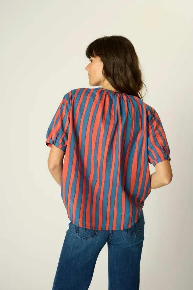 Natalie Martin VIOLET TOP Batik Stripe Blood Orage Shop The Family Martin