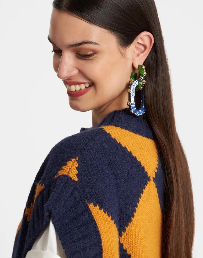 Nefertiti Double Earrings Dark Green Women La Double J Jewelry Nefertiti Double Earrings Dark Green Women La Double J Jewelry