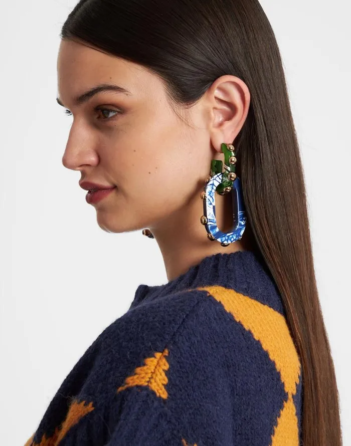 Nefertiti Double Earrings Dark Green Women La Double J Jewelry Nefertiti Double Earrings Dark Green Women La Double J Jewelry