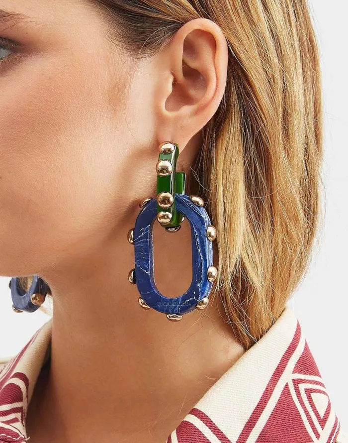 Nefertiti Double Earrings Dark Green Women La Double J Jewelry Nefertiti Double Earrings Dark Green Women La Double J Jewelry