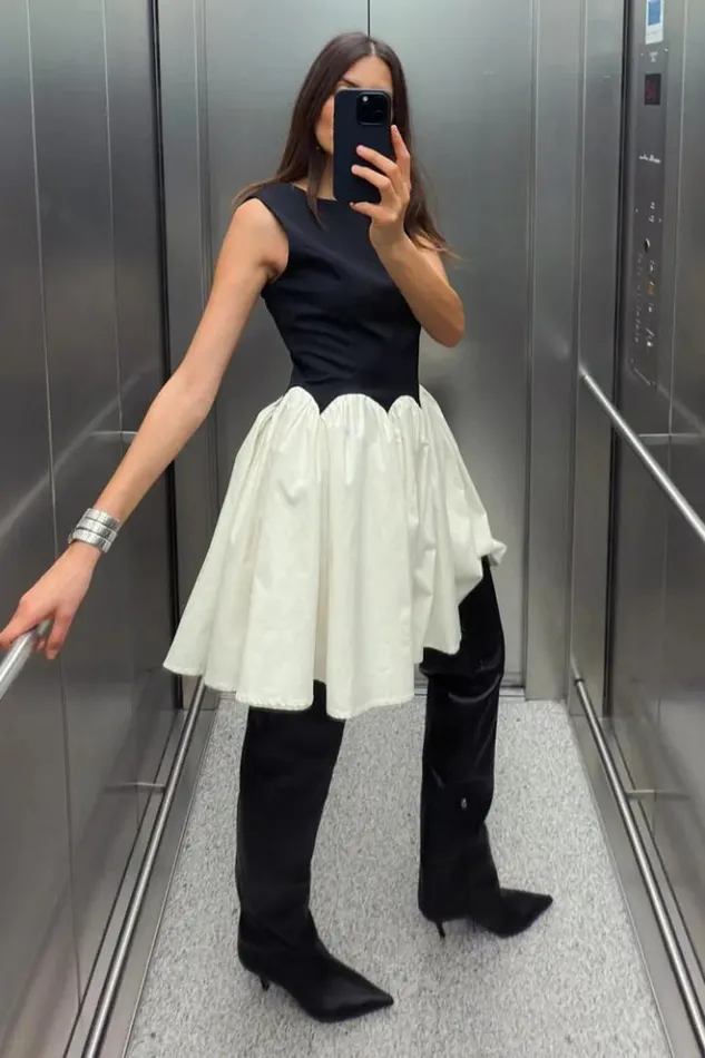 Never Fully Dressed Black And Cream Mini Monika Dress Petite Women Petite