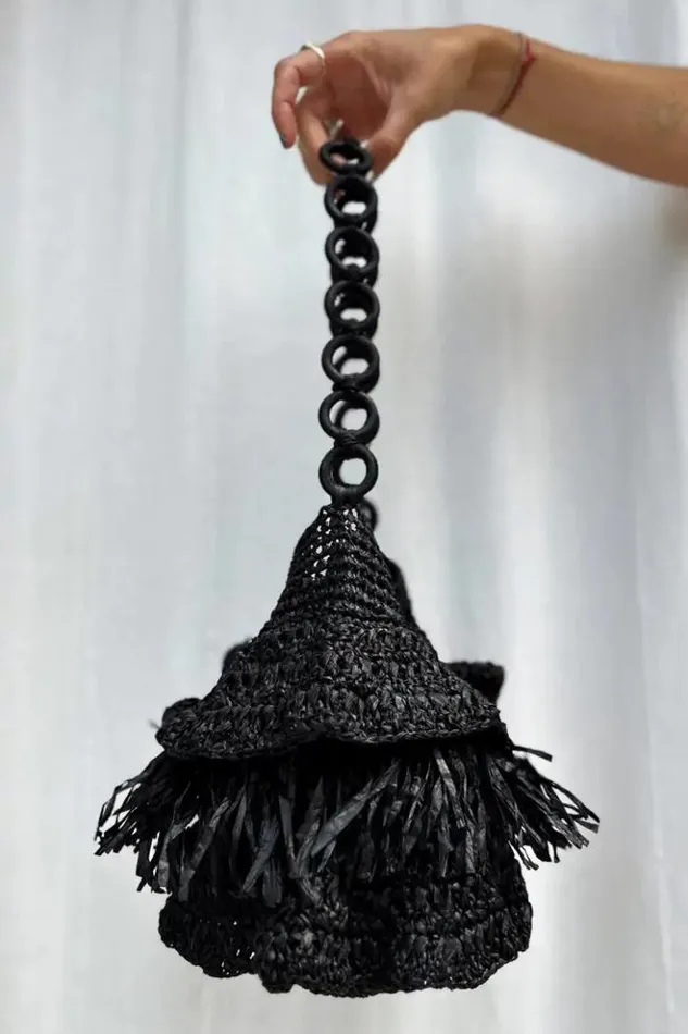 Never Fully Dressed Black Raffia Bag Women Accessories