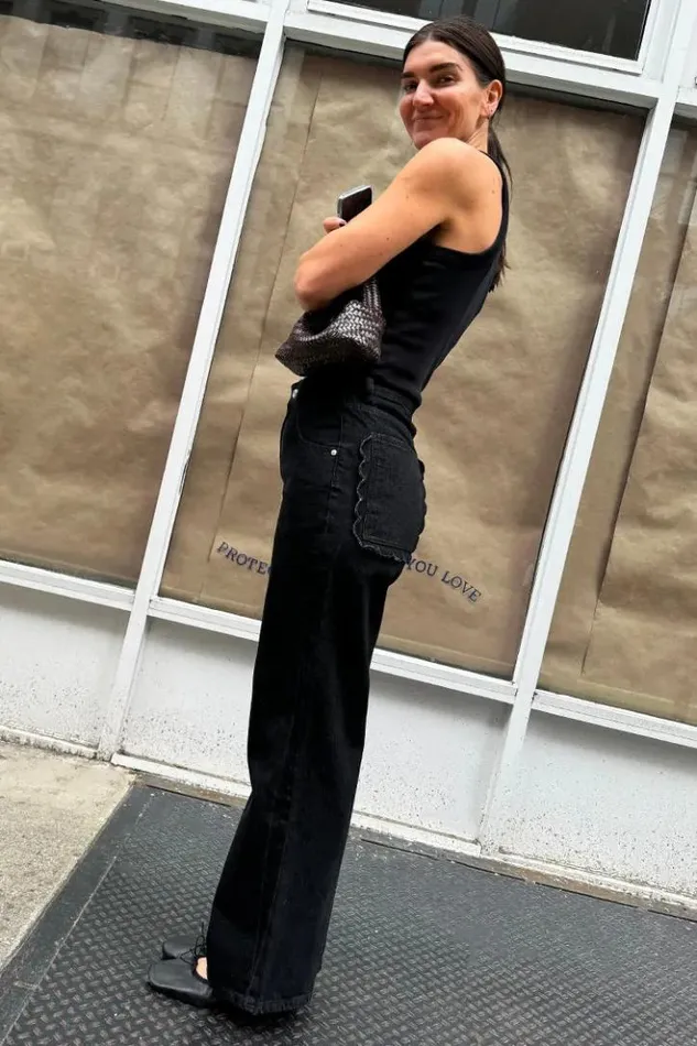 Never Fully Dressed Black Scallop Detail Jeans Women Trousers and Shorts