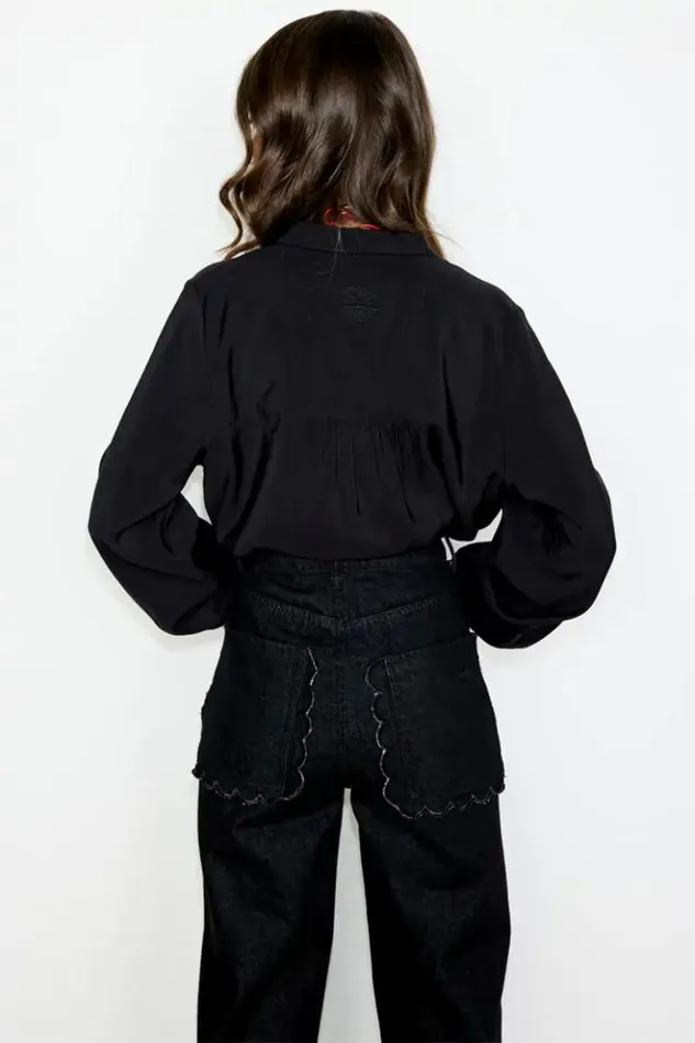 Never Fully Dressed Black Scallop Detail Jeans Women Trousers and Shorts