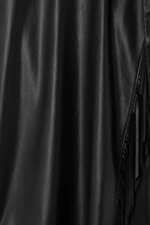 Never Fully Dressed Black Vegan Leather Mini Fringe Jaspre Skirt Women Skirts