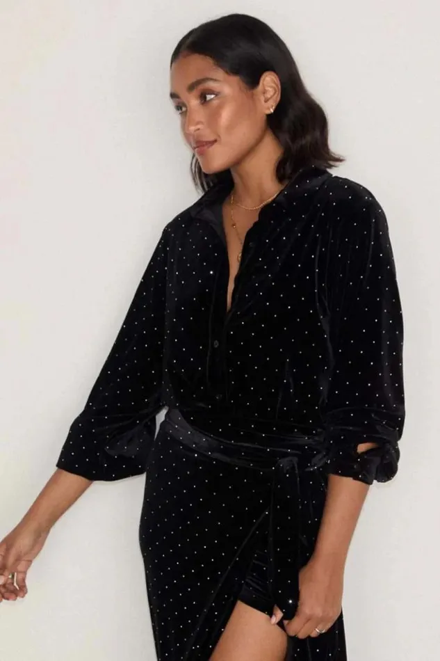 Never Fully Dressed Black Velvet Cristi Shirt Women Shirts