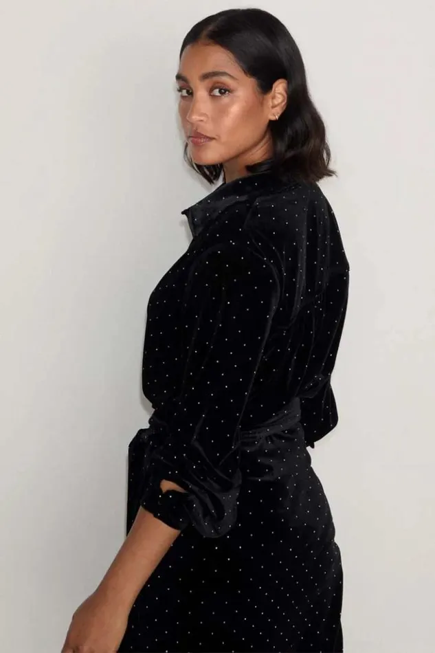 Never Fully Dressed Black Velvet Cristi Shirt Women Shirts