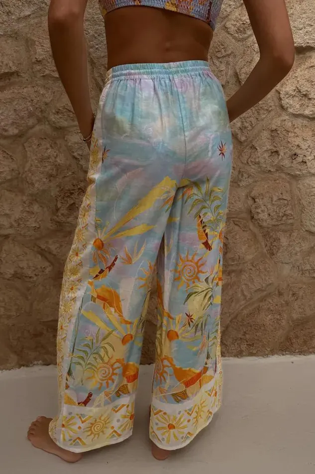 Never Fully Dressed Blue Tropical Trouser Women Swim