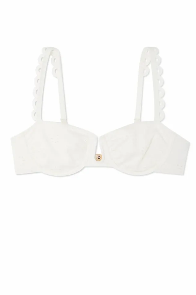 Never Fully Dressed Broderie White Bikini Top Women Swim