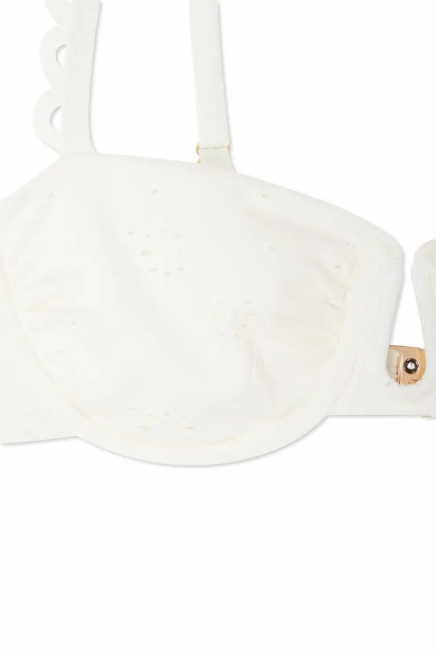 Never Fully Dressed Broderie White Bikini Top Women Swim
