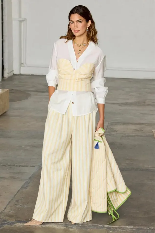 Never Fully Dressed Butter Yellow Stripe Suki Trousers Petite Women Petite