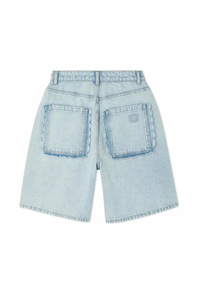 Never Fully Dressed Denim Scallop Pocket Long Shorts Women Trousers and Shorts