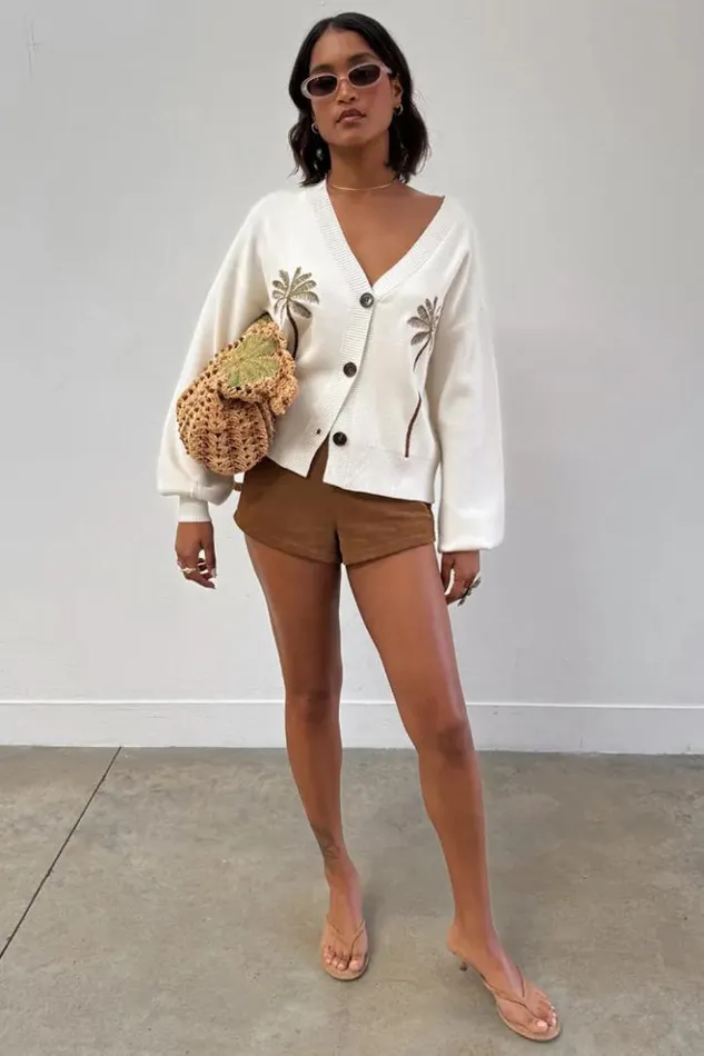 Never Fully Dressed Embroidered Palm Boob Cardigan Women Knitwear
