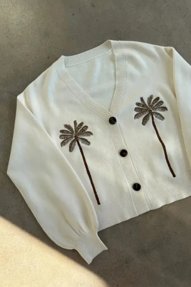 Never Fully Dressed Embroidered Palm Boob Cardigan Women Knitwear