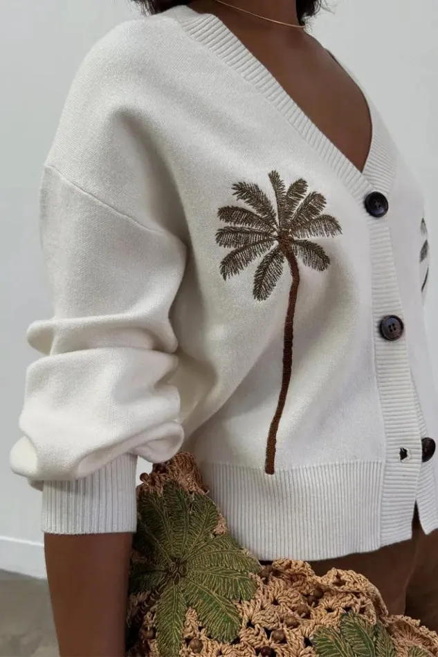 Never Fully Dressed Embroidered Palm Boob Cardigan Women Knitwear