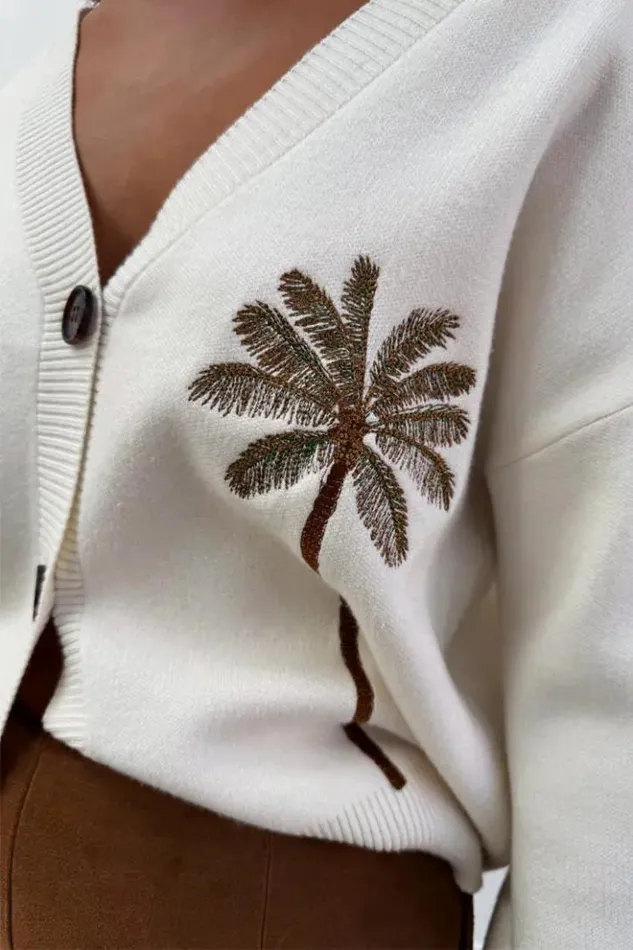 Never Fully Dressed Embroidered Palm Boob Cardigan Women Knitwear