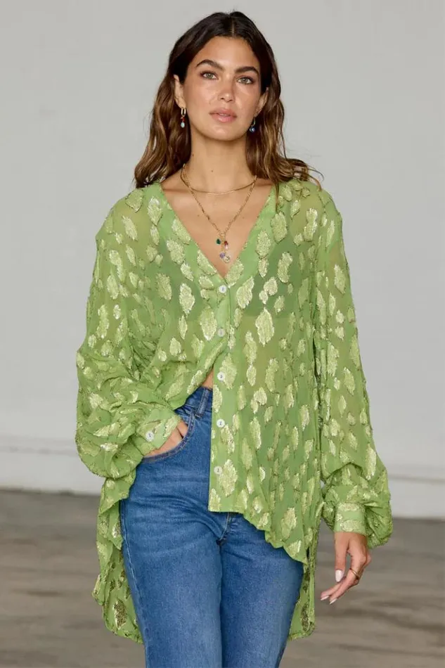 Never Fully Dressed Green Jacquard Miley Shirt Women Shirts