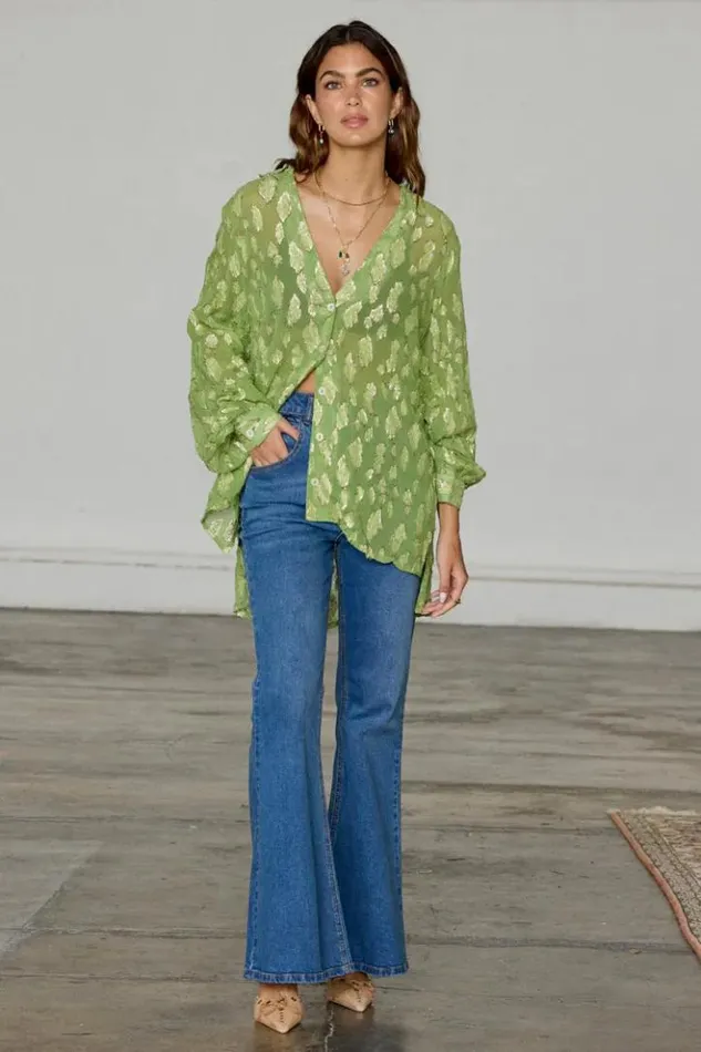 Never Fully Dressed Green Jacquard Miley Shirt Women Shirts