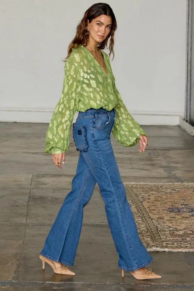 Never Fully Dressed Green Jacquard Miley Shirt Women Shirts