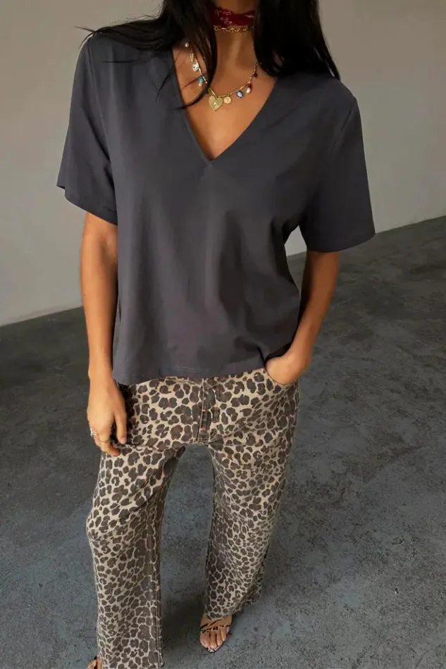 Never Fully Dressed Grey TShirt With Shoulder Pads Women Newness
