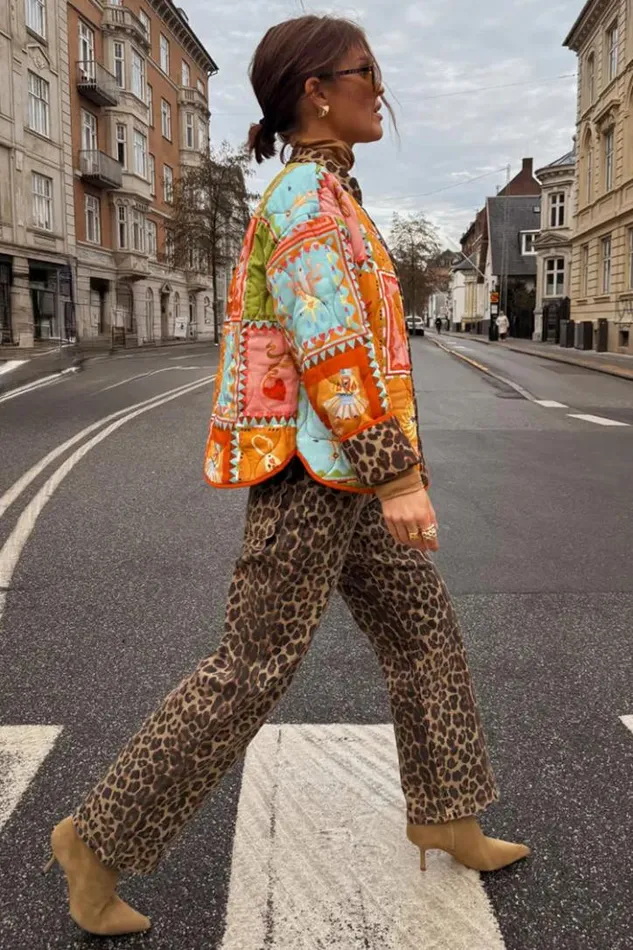 Never Fully Dressed Leopard Lucia Scallop Detail Jeans Women Trousers and Shorts