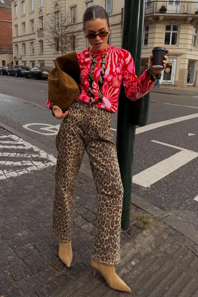 Never Fully Dressed Leopard Lucia Scallop Detail Jeans Women Trousers and Shorts