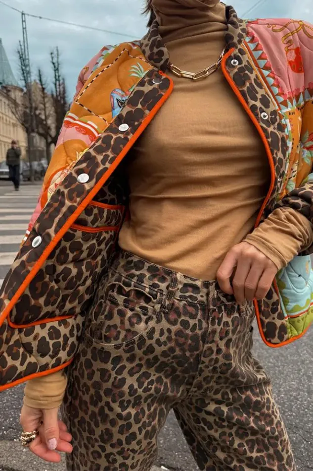 Never Fully Dressed Leopard Lucia Scallop Detail Jeans Women Trousers and Shorts