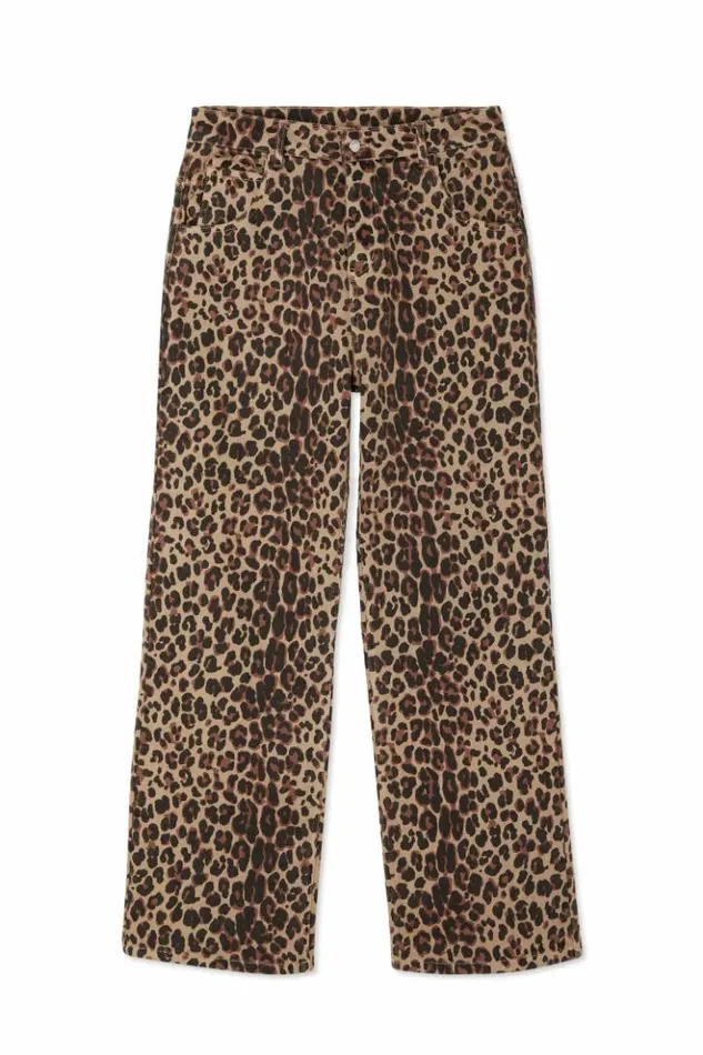 Never Fully Dressed Leopard Lucia Scallop Detail Jeans Women Trousers and Shorts