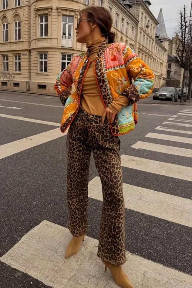 Never Fully Dressed Leopard Lucia Scallop Detail Jeans Women Trousers and Shorts
