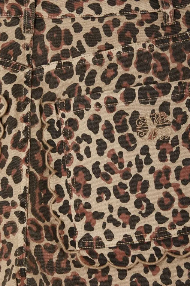 Never Fully Dressed Leopard Lucia Scallop Pocket Long Shorts Women Trousers and Shorts