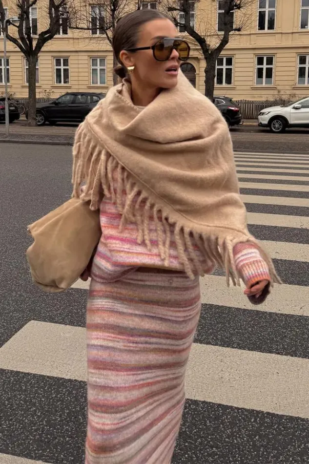Never Fully Dressed Multi Stripe Knit Skirt Women Knitwear