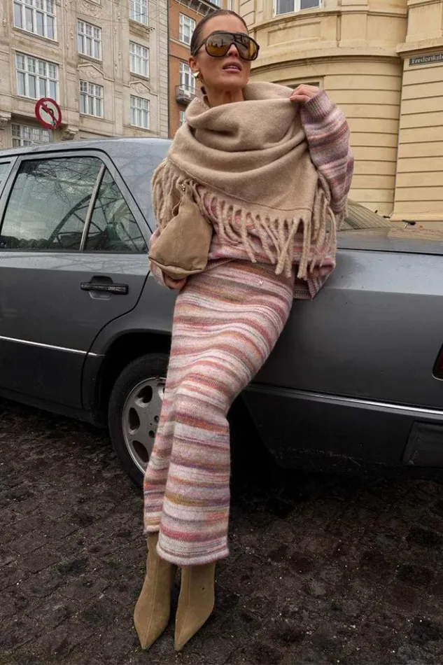 Never Fully Dressed Multi Stripe Knit Skirt Women Knitwear