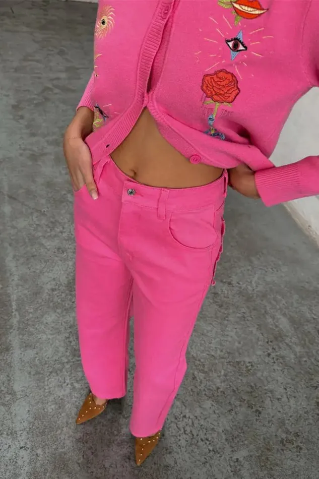 Never Fully Dressed Pink Denim Scallop Detail Jeans Women Trousers and Shorts