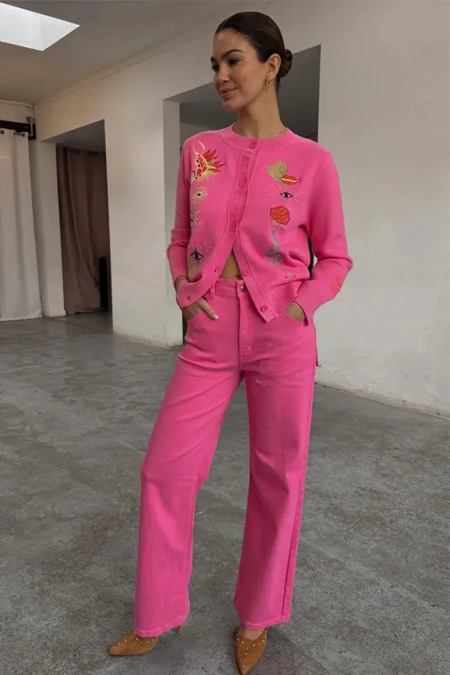 Never Fully Dressed Pink Denim Scallop Detail Jeans Women Trousers and Shorts
