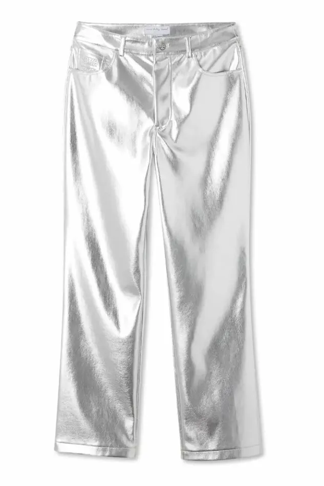 Never Fully Dressed Silver Vegan Leather Trouser Women Vegan Leather