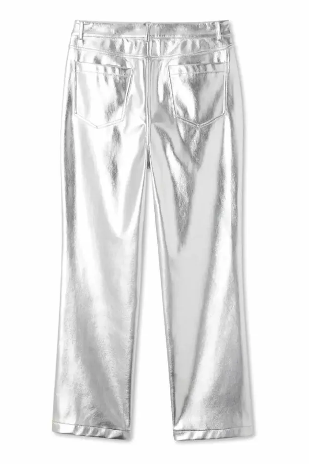 Never Fully Dressed Silver Vegan Leather Trouser Women Vegan Leather