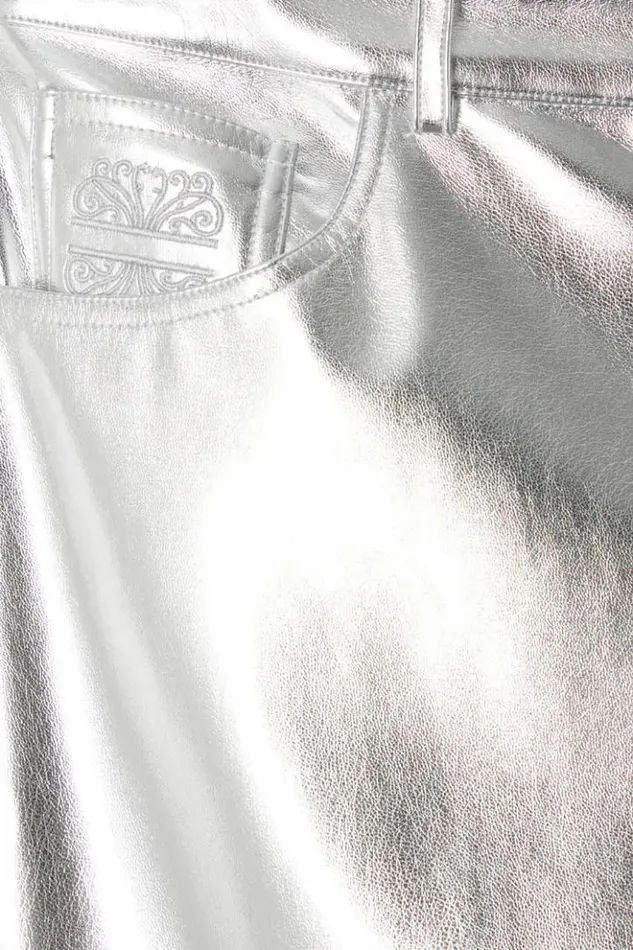 Never Fully Dressed Silver Vegan Leather Trouser Women Vegan Leather