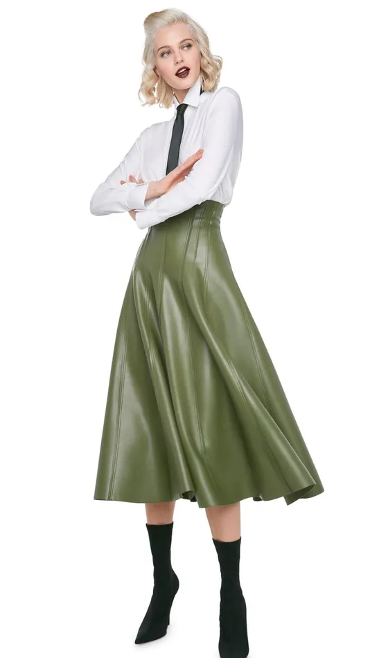 Norma Kamali Bottoms GRACE SKIRT Military 8211 Clothing