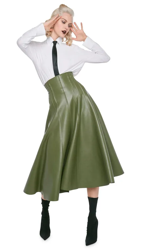 Norma Kamali Bottoms GRACE SKIRT Military 8211 Clothing