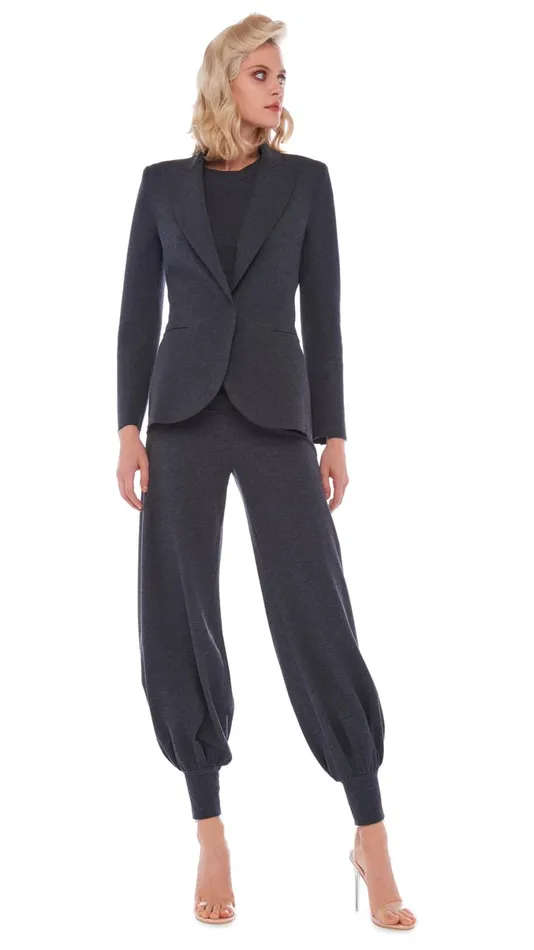 Norma Kamali Bottoms JOG FULL PANT Dark Heather Grey 8211 Clothing