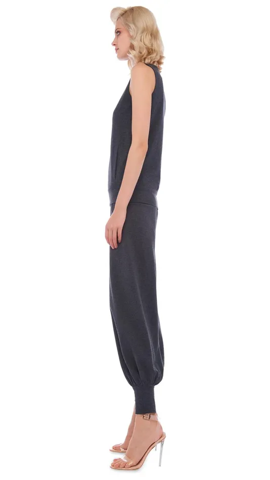 Norma Kamali Bottoms JOG FULL PANT Dark Heather Grey 8211 Clothing