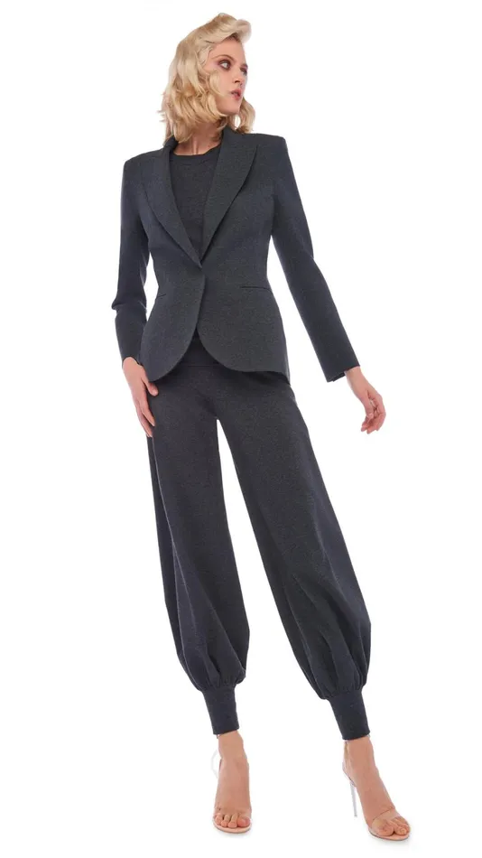 Norma Kamali Bottoms JOG FULL PANT Dark Heather Grey 8211 Clothing