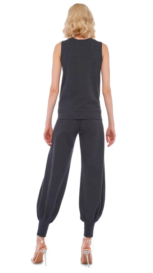 Norma Kamali Bottoms JOG FULL PANT Dark Heather Grey 8211 Clothing