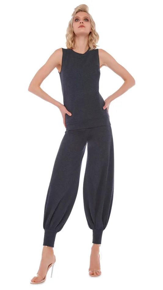 Norma Kamali Bottoms JOG FULL PANT Dark Heather Grey 8211 Clothing