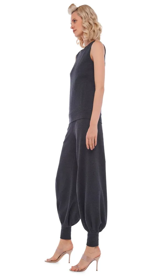 Norma Kamali Bottoms JOG FULL PANT Dark Heather Grey 8211 Clothing