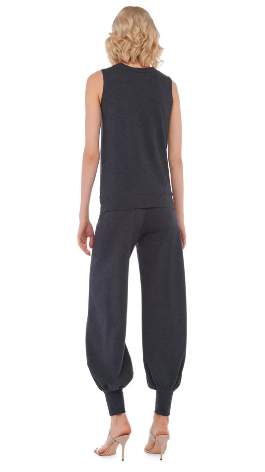Norma Kamali Bottoms JOG FULL PANT Dark Heather Grey 8211 Clothing