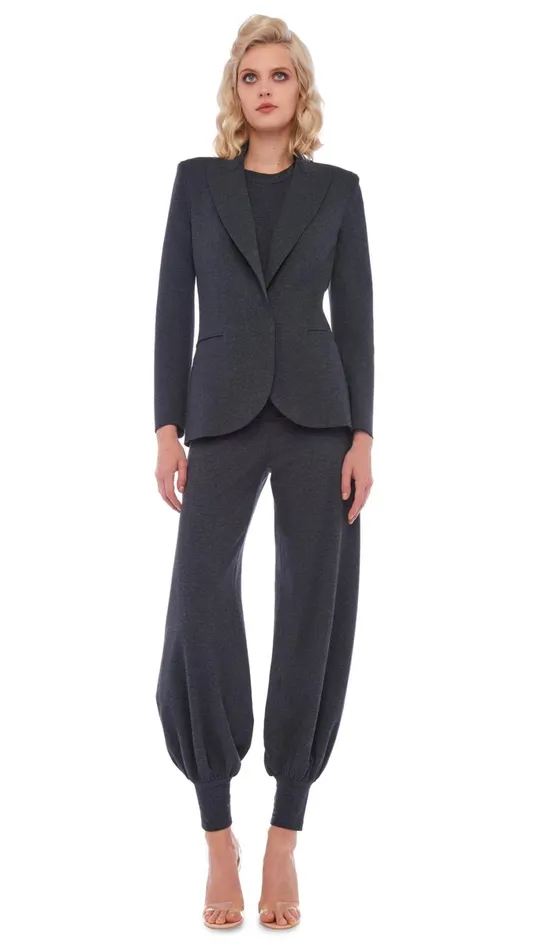 Norma Kamali Bottoms JOG FULL PANT Dark Heather Grey 8211 Clothing