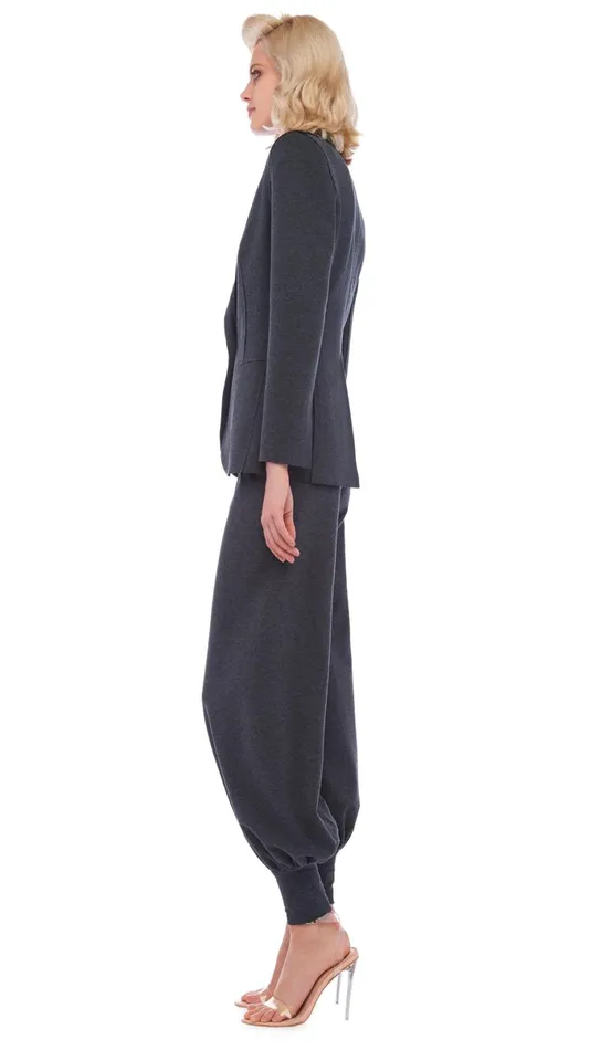 Norma Kamali Bottoms JOG FULL PANT Dark Heather Grey 8211 Clothing