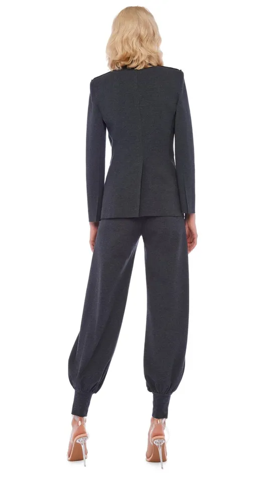 Norma Kamali Bottoms JOG FULL PANT Dark Heather Grey 8211 Clothing